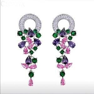 Farah Jewelry Pink and Purple Teardrop Earrings